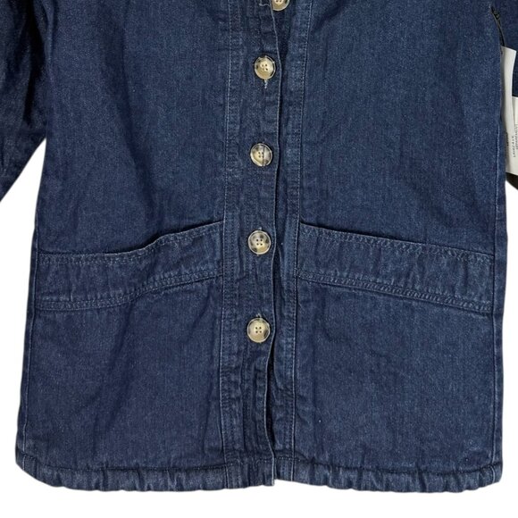 NWT Black Tape Women's Sherpa Lined Buttons Front Blue Denim Jacket Size XS $129 - Picture 6 of 12
